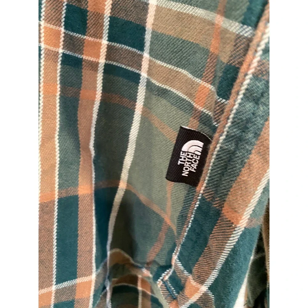 The North Face Mens Medium Plaid Flannel‎ Shirt Green Brown Gorpcore Hiking